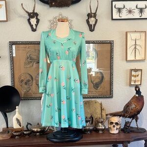Authentic 1970's Mint Green Floral Dress